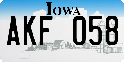 IA license plate AKF058