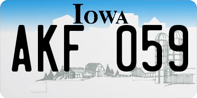 IA license plate AKF059