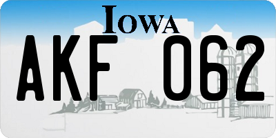 IA license plate AKF062