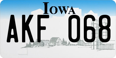 IA license plate AKF068
