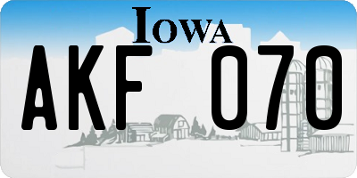 IA license plate AKF070