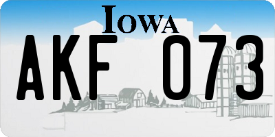 IA license plate AKF073