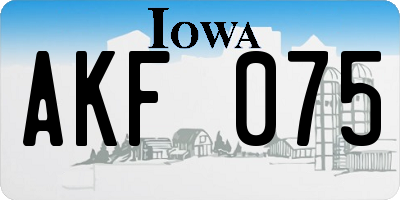 IA license plate AKF075
