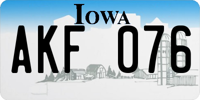 IA license plate AKF076