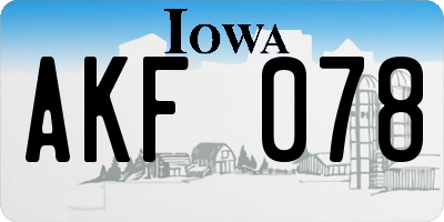 IA license plate AKF078