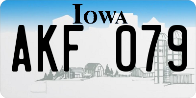 IA license plate AKF079