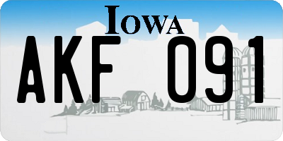 IA license plate AKF091