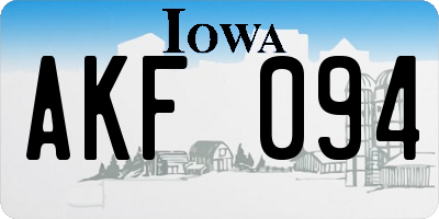 IA license plate AKF094