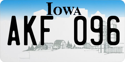 IA license plate AKF096