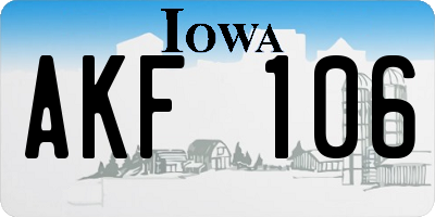 IA license plate AKF106