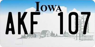 IA license plate AKF107