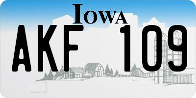 IA license plate AKF109