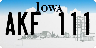 IA license plate AKF111