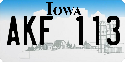 IA license plate AKF113
