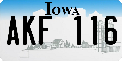 IA license plate AKF116