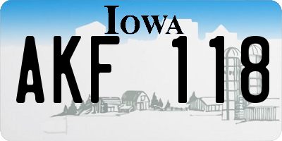 IA license plate AKF118