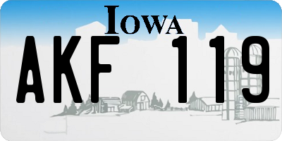 IA license plate AKF119