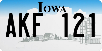 IA license plate AKF121