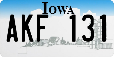 IA license plate AKF131