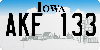 IA license plate AKF133