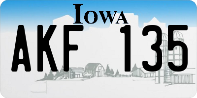IA license plate AKF135