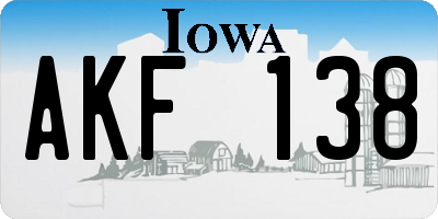 IA license plate AKF138