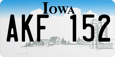 IA license plate AKF152