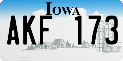 IA license plate AKF173