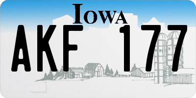 IA license plate AKF177