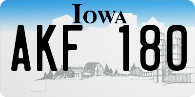 IA license plate AKF180