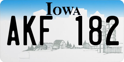 IA license plate AKF182