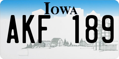 IA license plate AKF189