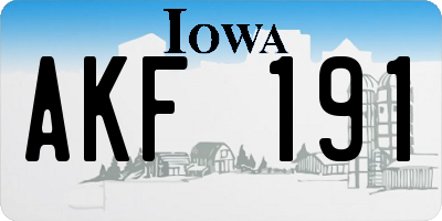 IA license plate AKF191