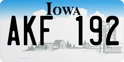 IA license plate AKF192