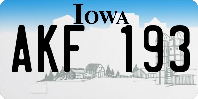 IA license plate AKF193