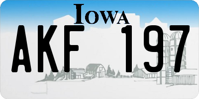 IA license plate AKF197