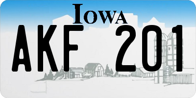 IA license plate AKF201
