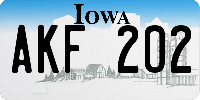 IA license plate AKF202