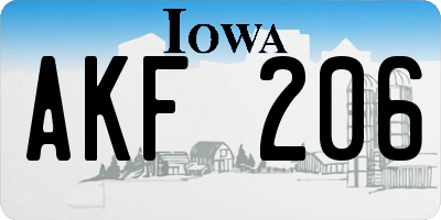 IA license plate AKF206