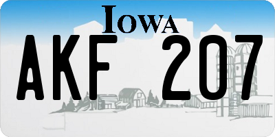 IA license plate AKF207