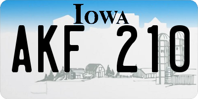 IA license plate AKF210