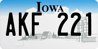 IA license plate AKF221