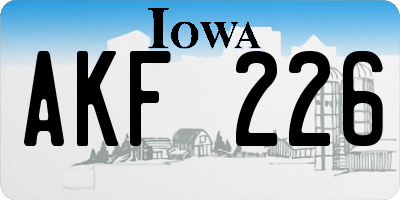 IA license plate AKF226