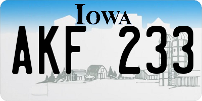 IA license plate AKF233