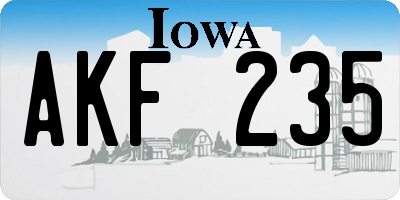 IA license plate AKF235