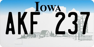 IA license plate AKF237