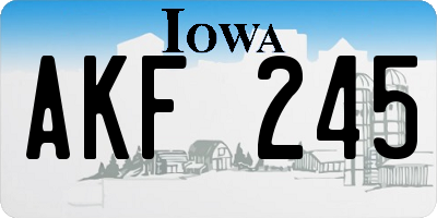 IA license plate AKF245