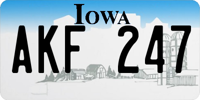 IA license plate AKF247
