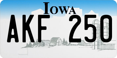 IA license plate AKF250