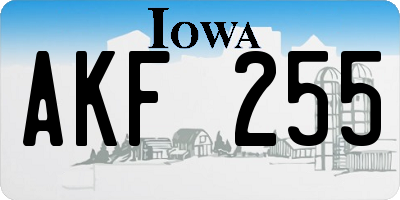 IA license plate AKF255